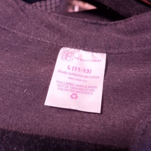 No Boundaries Polyester Black Large Button-up V-neck Pocket Sleeveless Crop Top - Picture 6 of 8